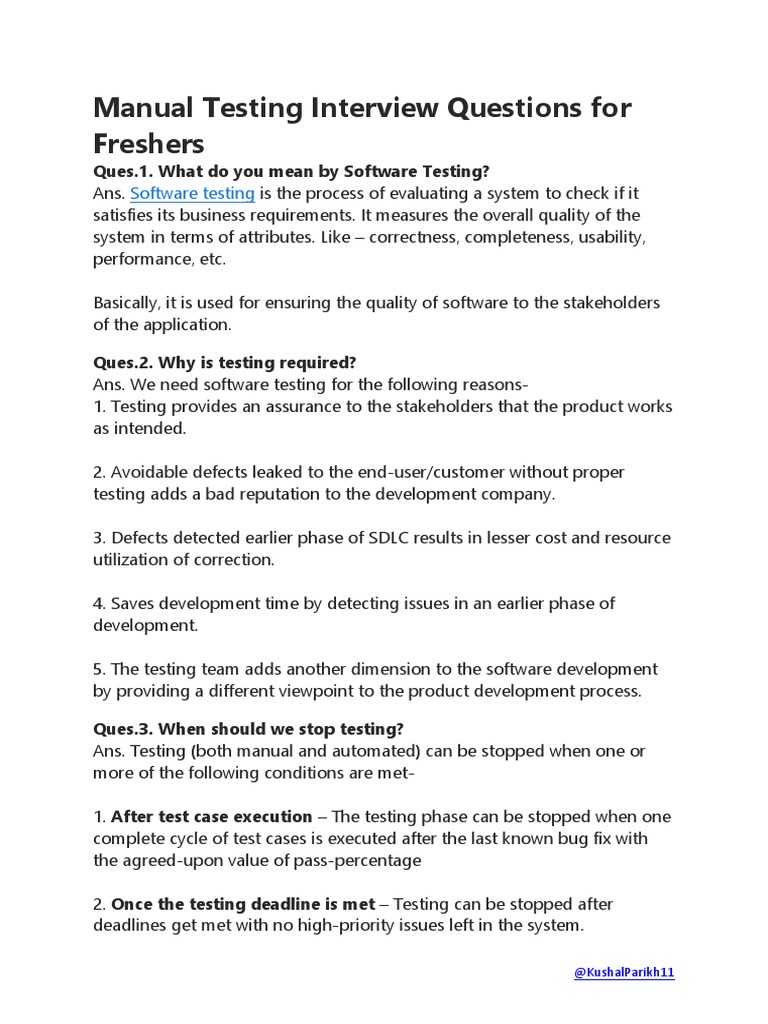 Manual Testing Interview Question PDF Software Testing Scrum