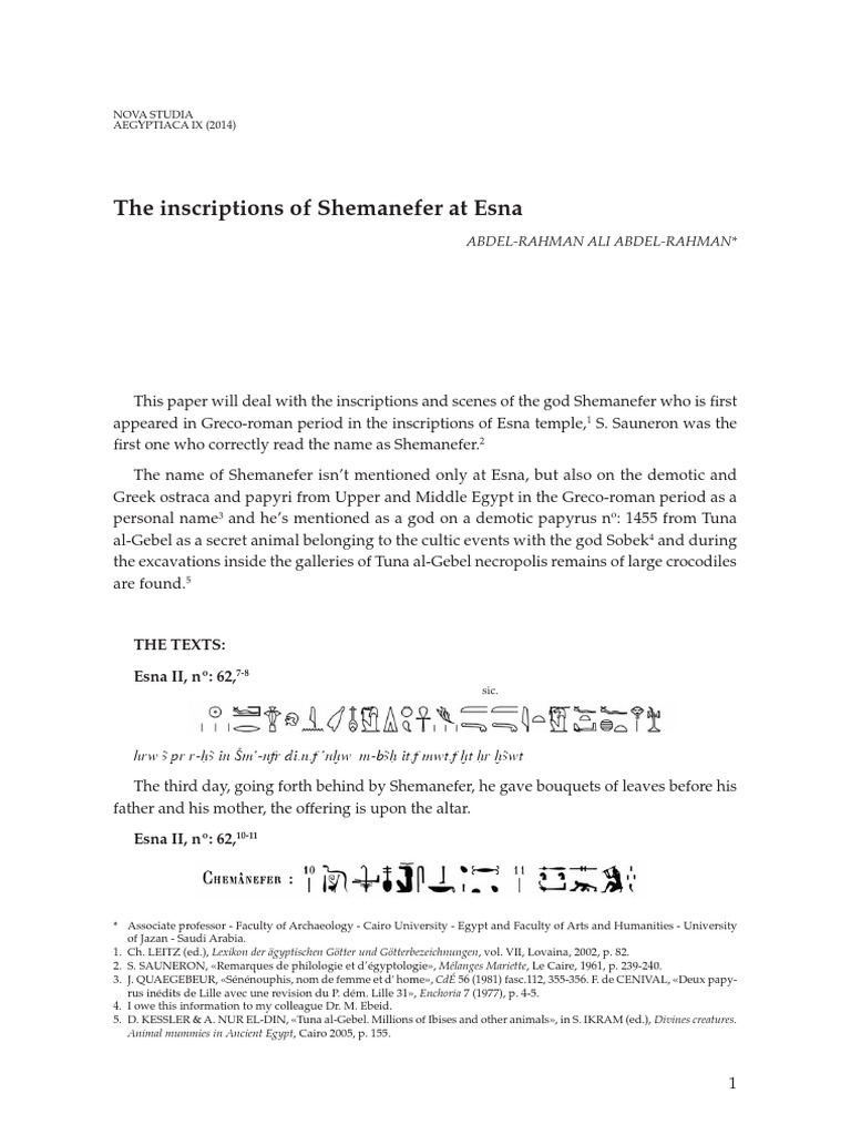 Inscriptions of Shemanefer at Esna | PDF | Ancient Egypt
