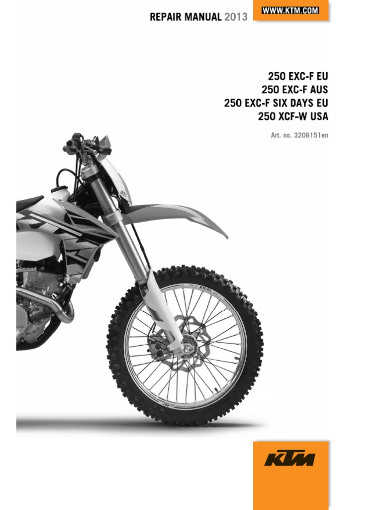 Manuel d'atelier KTM 250 EXC-F 2013 | PDF