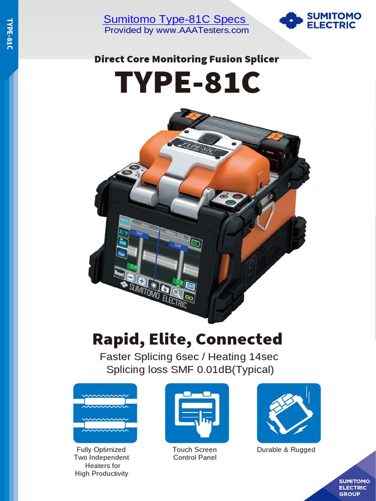 Sumitomo Type-81C Fusion Splicer Specs | PDF | Optical Fiber ...