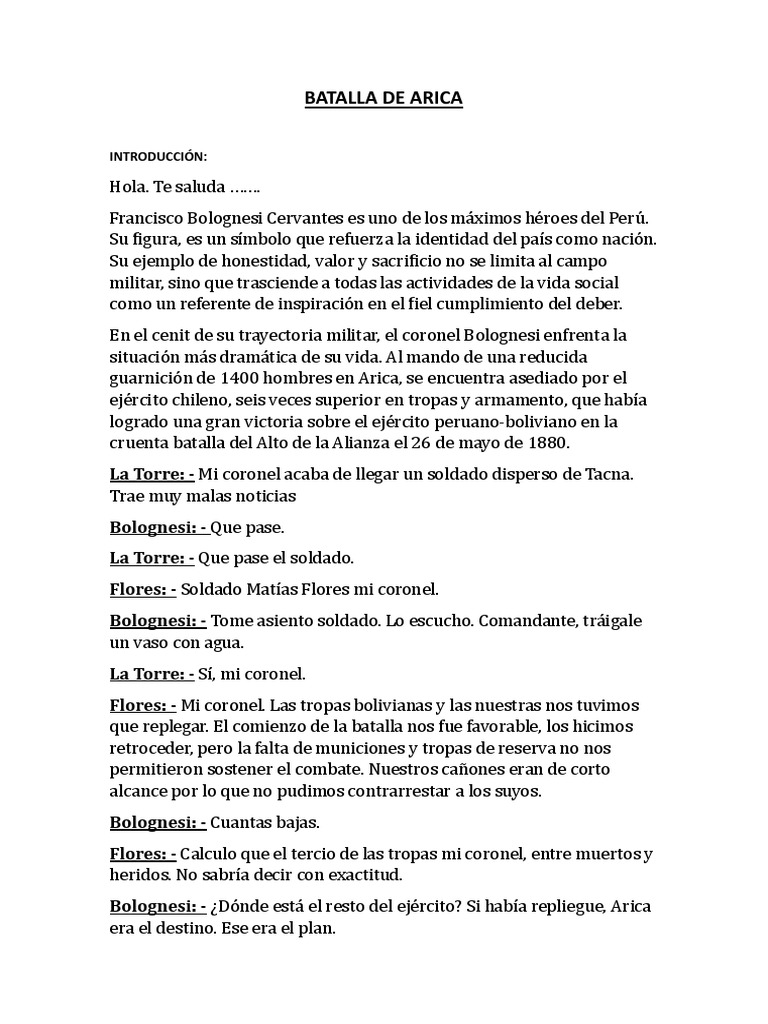 La Batalla De Arica Y Bolognesi Pdf Batallas Militar 