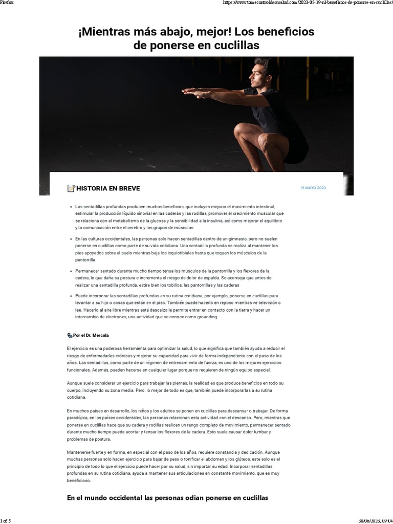 ¡Mientras más abajo, mejor! Los beneficios de ponerse en cuclillas ...