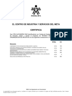 Certifica: El Centro de Industria Y Servicios Del Meta