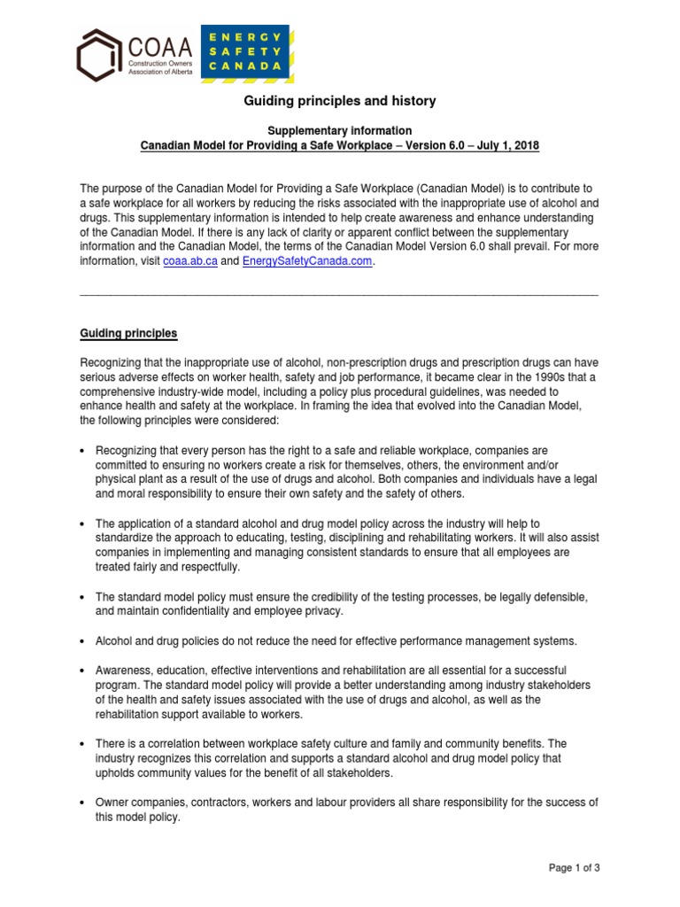ESCan-Canadian Model For Providing A Safe Workplace-Principles ...