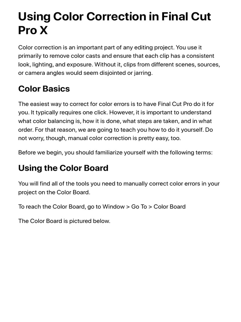 Using Color Correction in Final Cut Pro X - UniversalClass | PDF ...