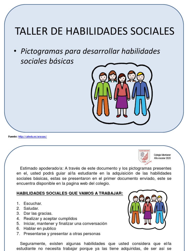 Taller de Habilidades Sociales con Pictogramas | PDF | Artes del ...