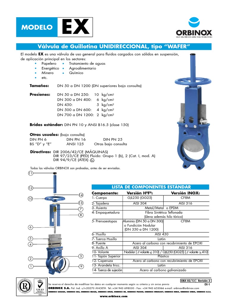 Válvula de Guillotina Orbinox EX | PDF | Acero | Solenoide