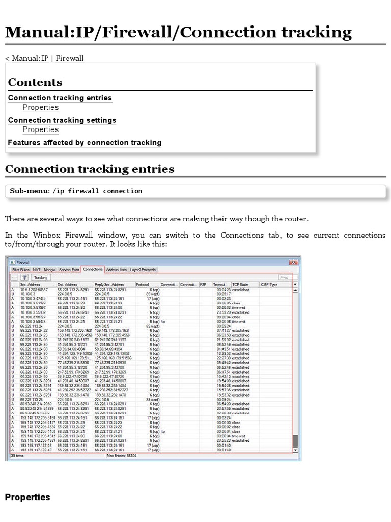 Manual IP Firewall Connection Tracking MikroTik Wiki PDF
