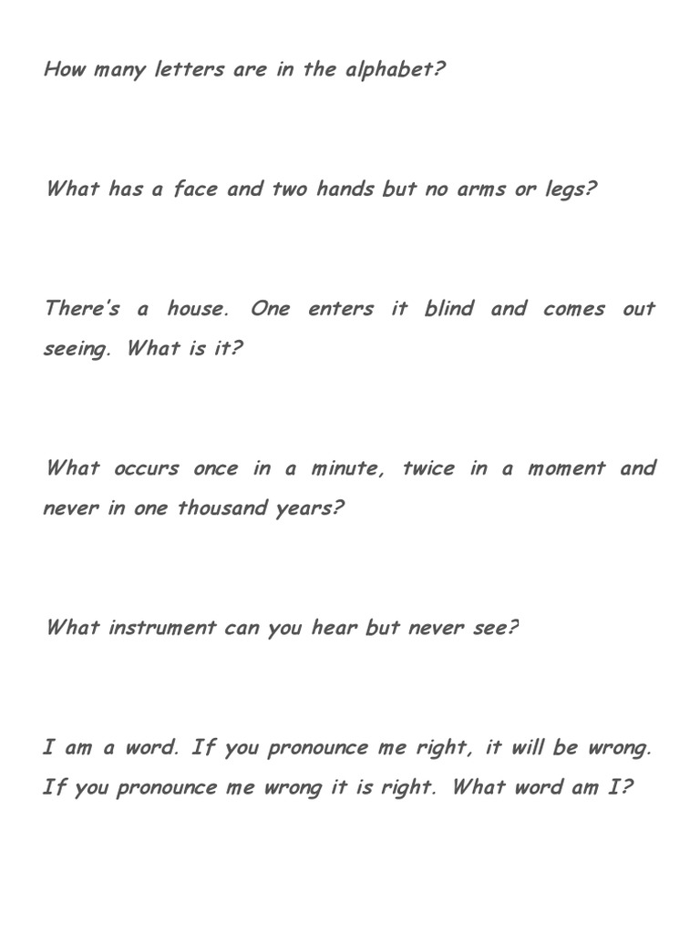 Riddles For ESL PDF