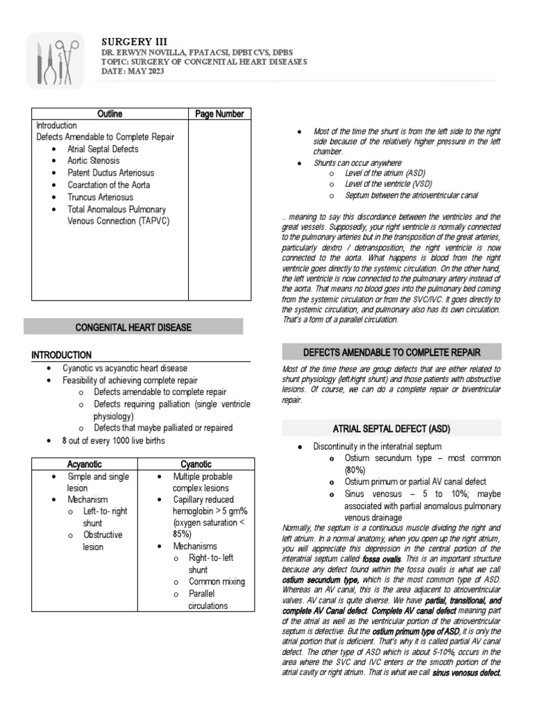 Congenital Heart Defects Overview | PDF | Congenital Heart Defect ...