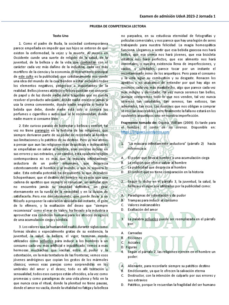 Examen De Admisión 2023 2 J1 Completo Descargar Gratis Pdf