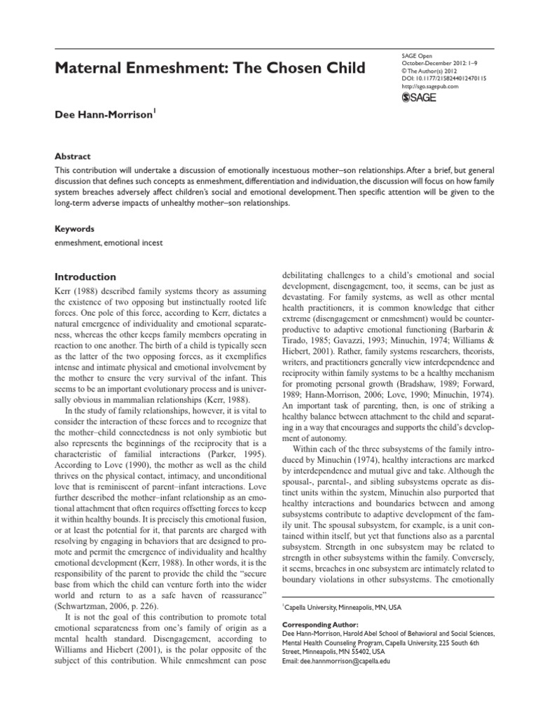 Maternal Enmeshment The Chosen Child | PDF