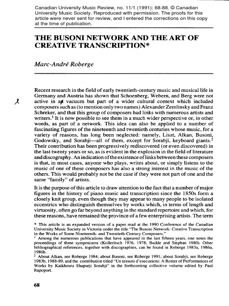 The Busoni Network in Music Transcription | PDF | Classical Music ...