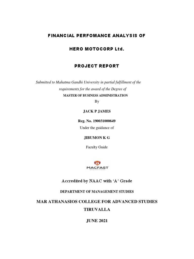 Hero MotoCorp Financial Analysis Report | PDF | Pricing | Income Statement