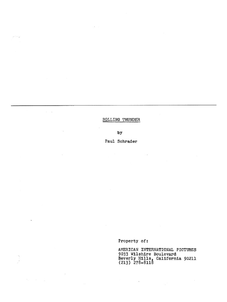 Rolling Thunder Schrader Script PDF