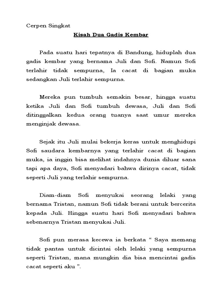 Cerpen Singkat Gadis Kembar | PDF