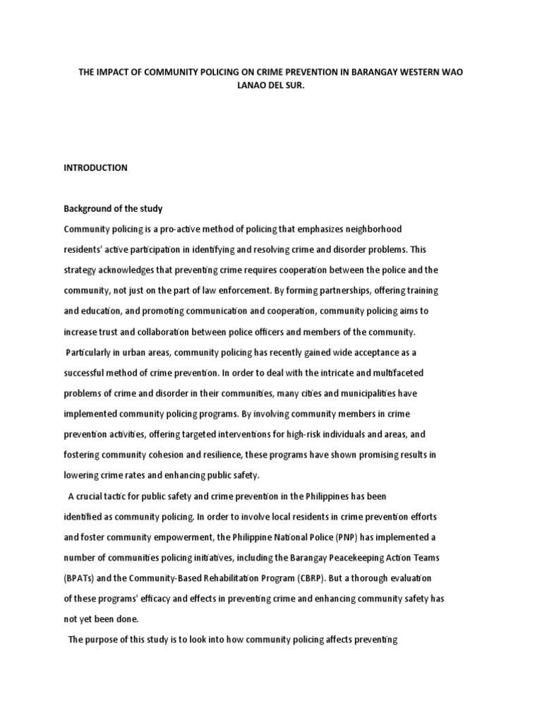 The Impact of Community Policing On Crime Prevention in Barangay(04)