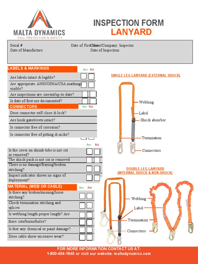 Inspection Form Lanyard Fillable PDF
