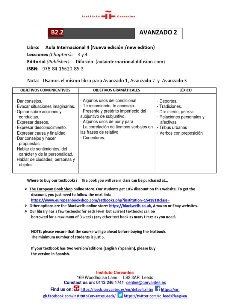 Curso Avanzado 2: Aula Internacional 4 | PDF | Lingüística | Morfología