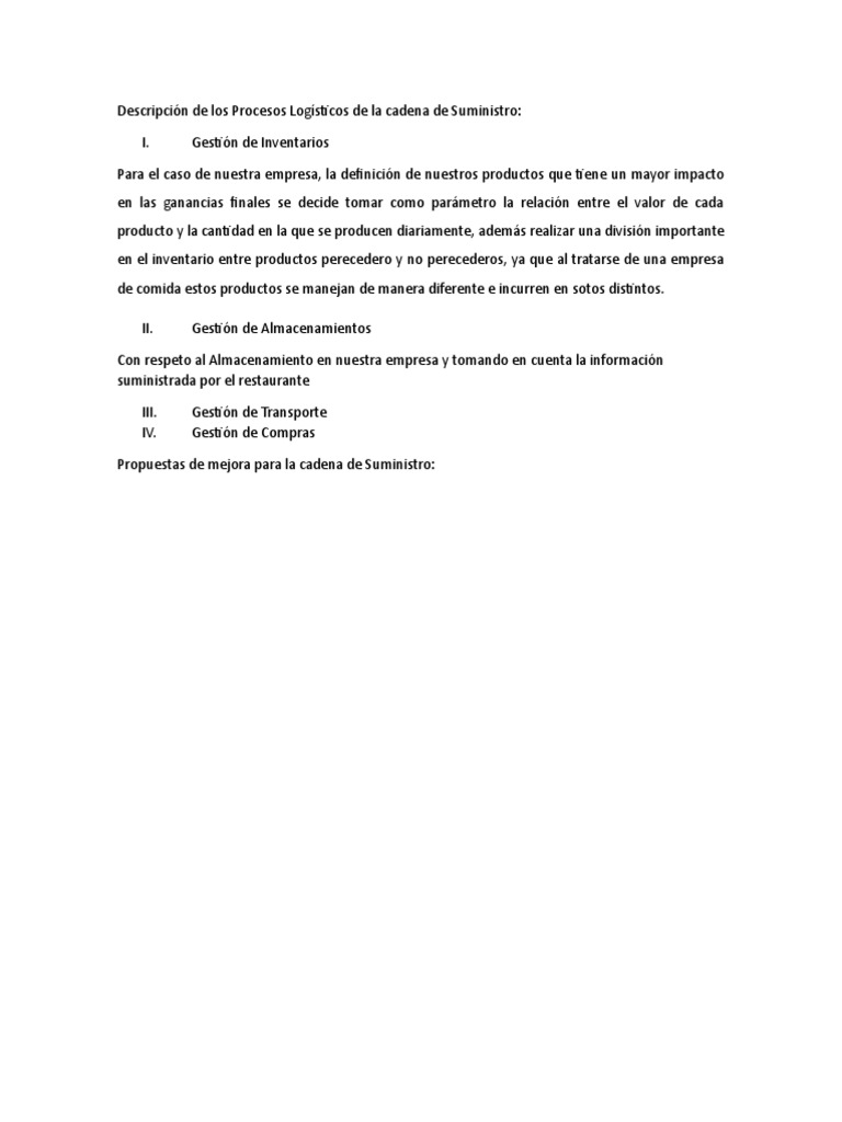 Procesos Logísticos en la Cadena de Suministro | PDF