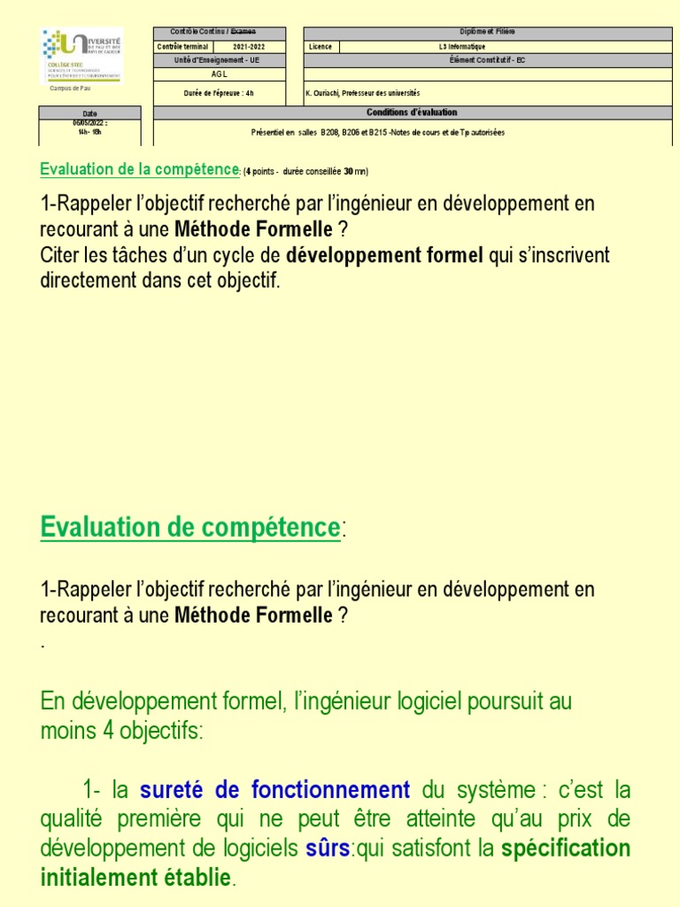 Contrôle AGL Du 06 Mai 2022 - LE CORRIGE | PDF | Compensation (Finance ...