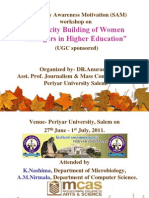 "Capacity Building of Women Managers in Higher Education": Sensitivity Awareness Motivation (SAM) Workshop On