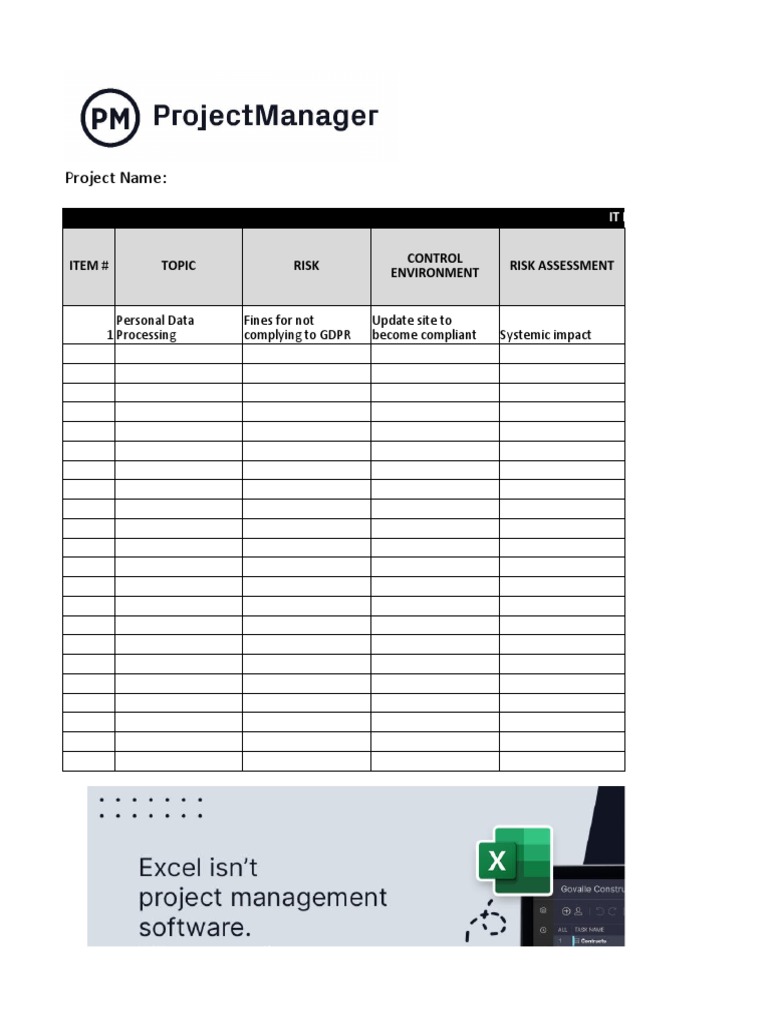 IT Risk Assessment Template ProjectManager | PDF | Risk | Risk Assessment