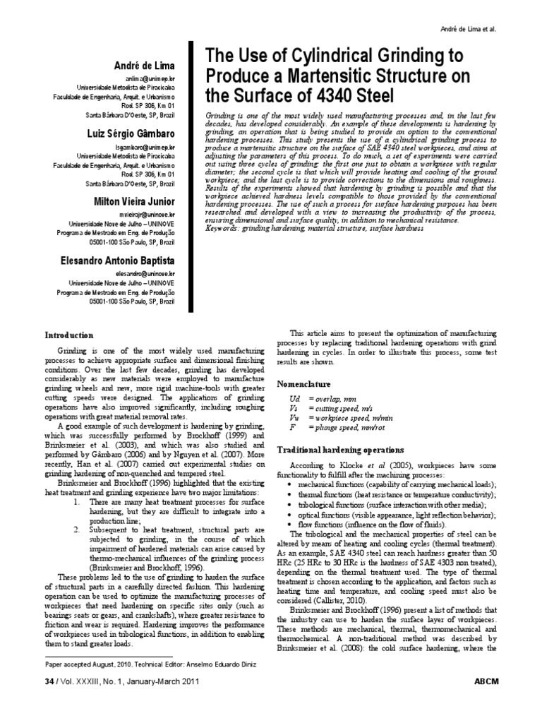 How To Cylindrical Grinding To Produce Martensitic Structure On The