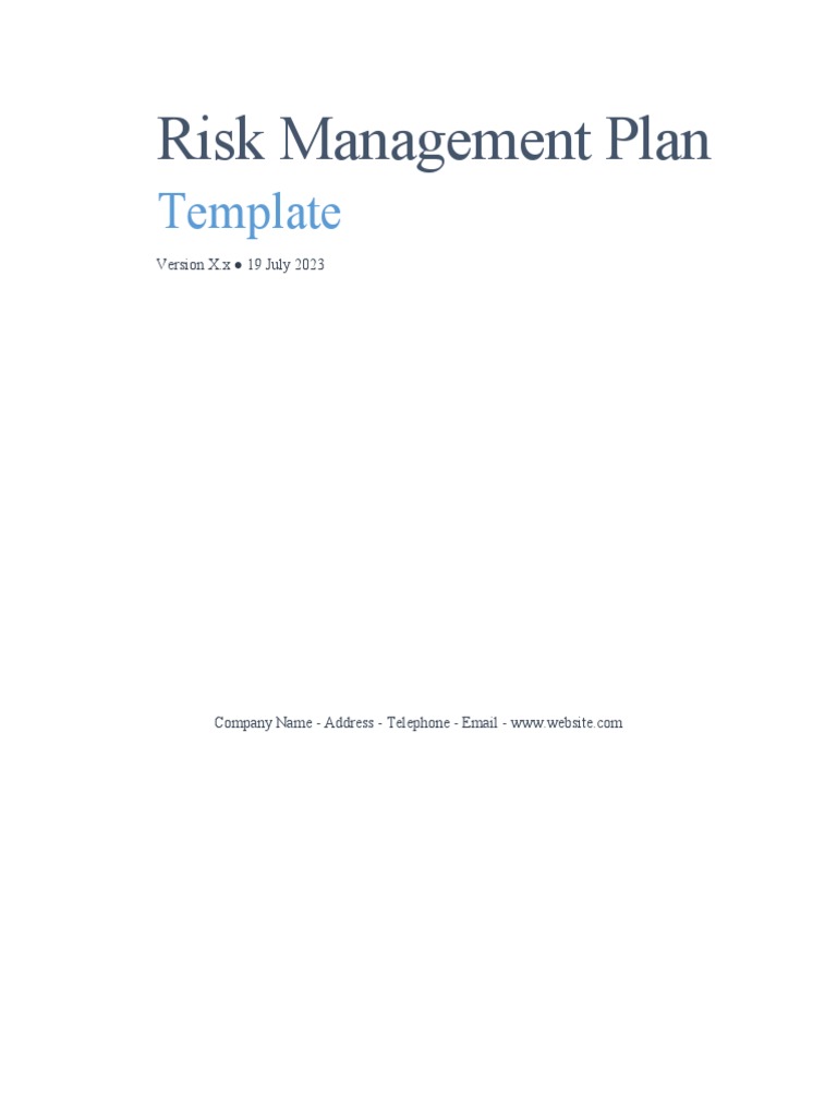 Risk Management Plan Template | PDF | Business | Computers