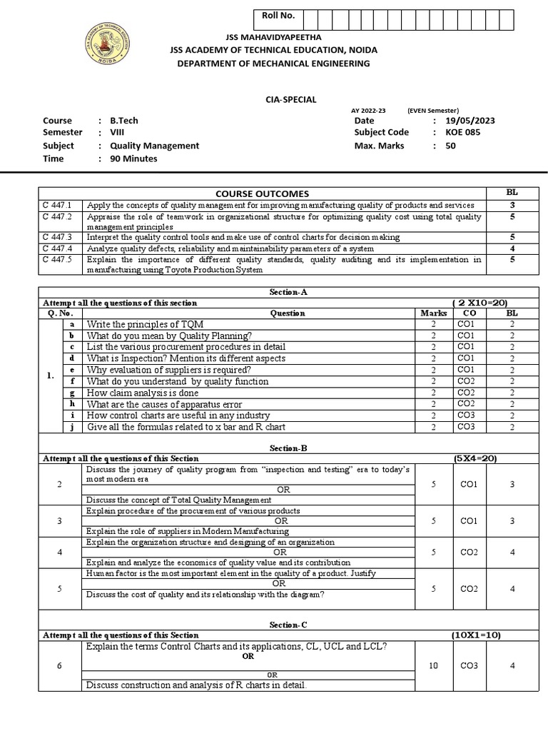 QM Cia Special Paper | PDF | Quality Management | Business