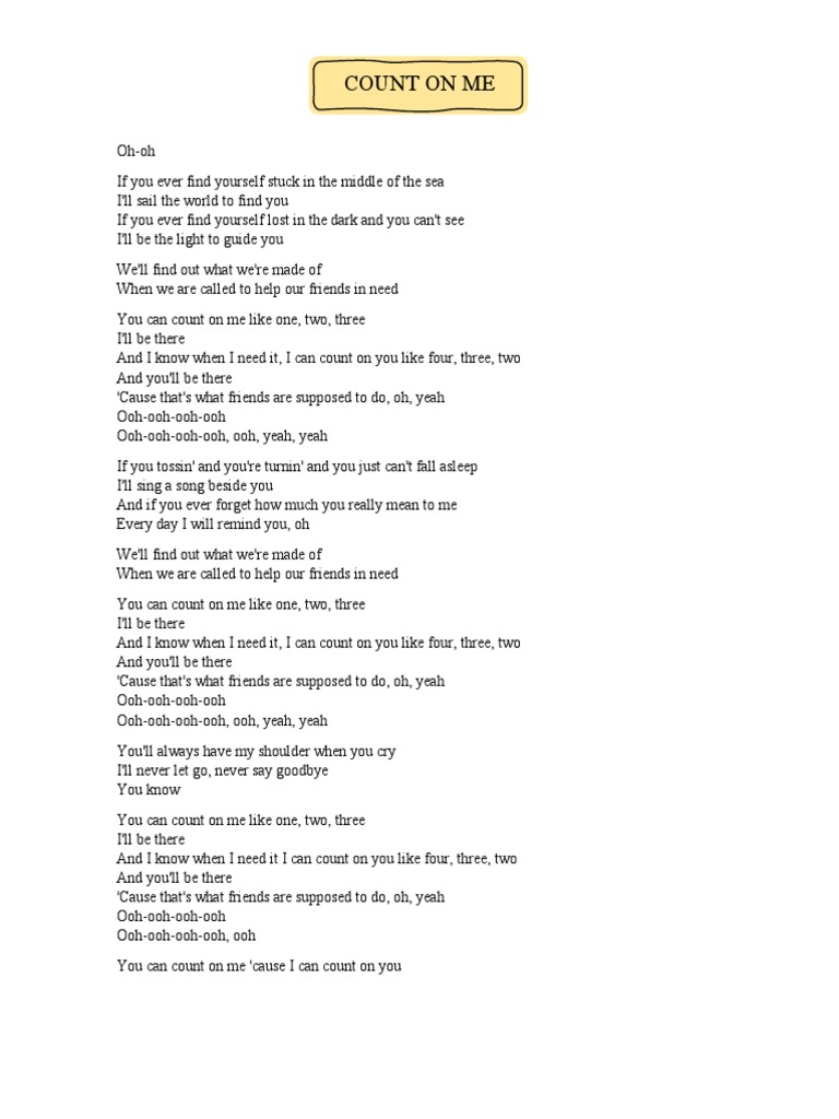Count On Me Pdf