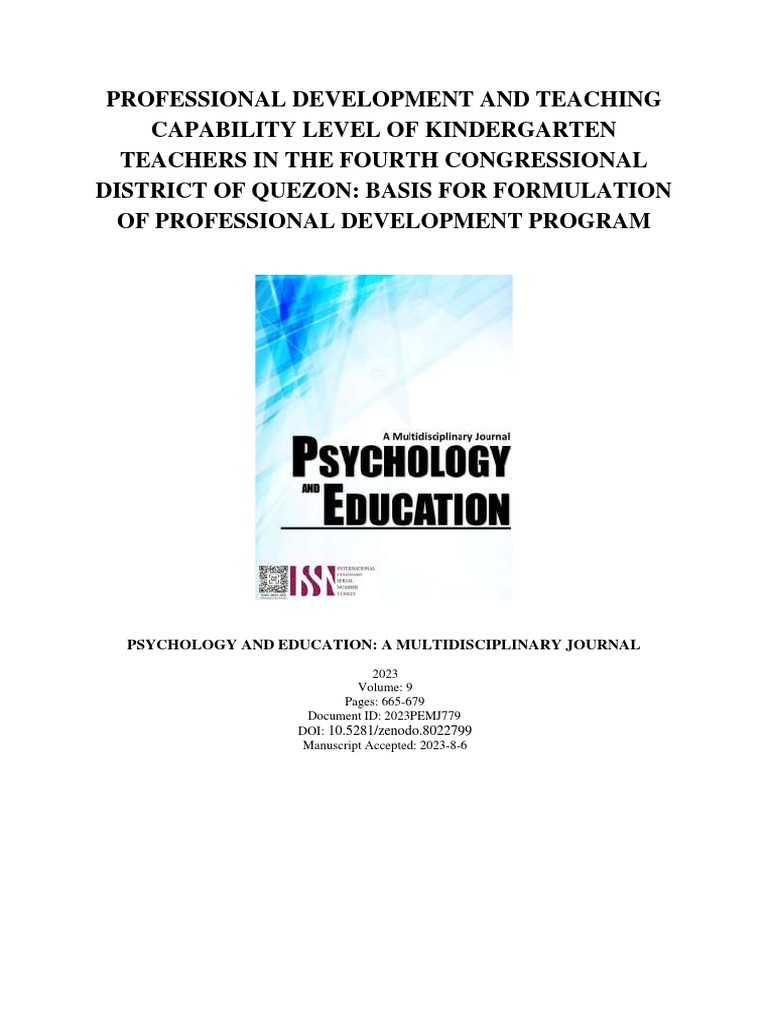 Professional Development and Teaching Capability Level of Kindergarten ...