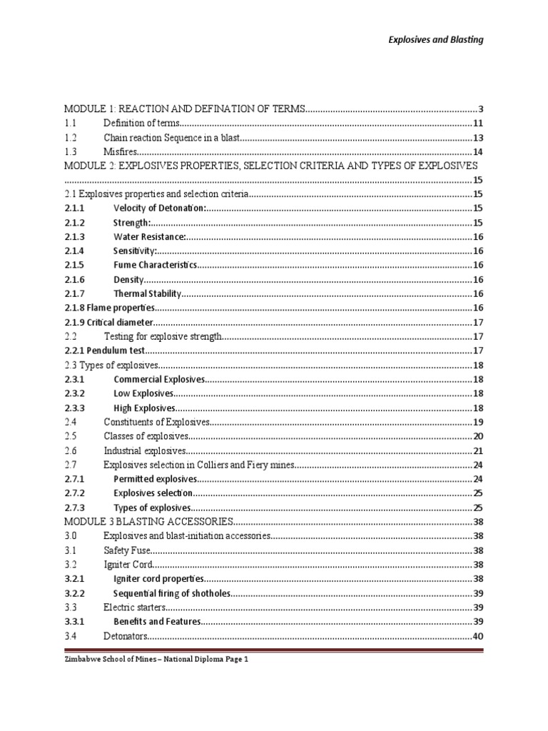 Explosives And Blasting Module 1 Pdf Nature Chemistry