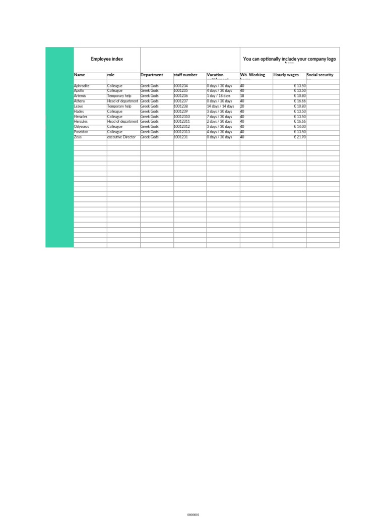 Employee Master Data Template in Excel | PDF | Twelve Olympians | Labor