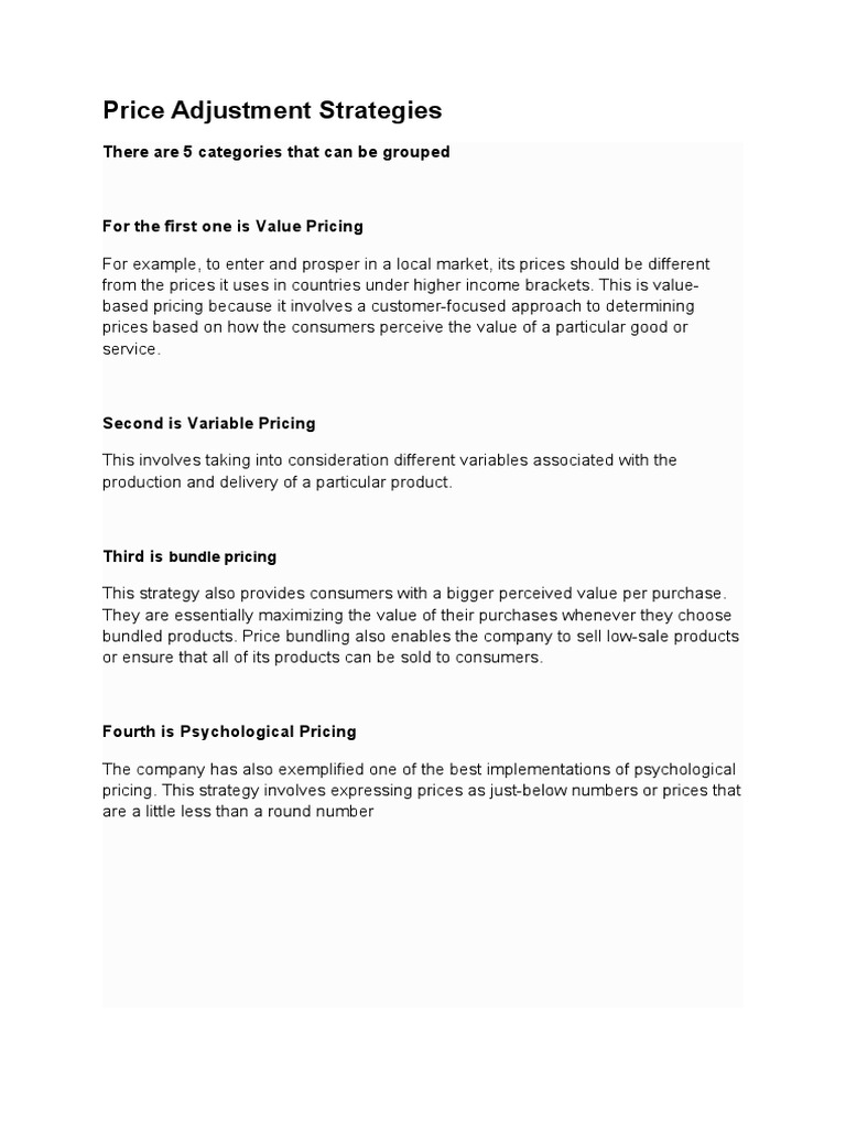 Price Adjustment Strategies PDF