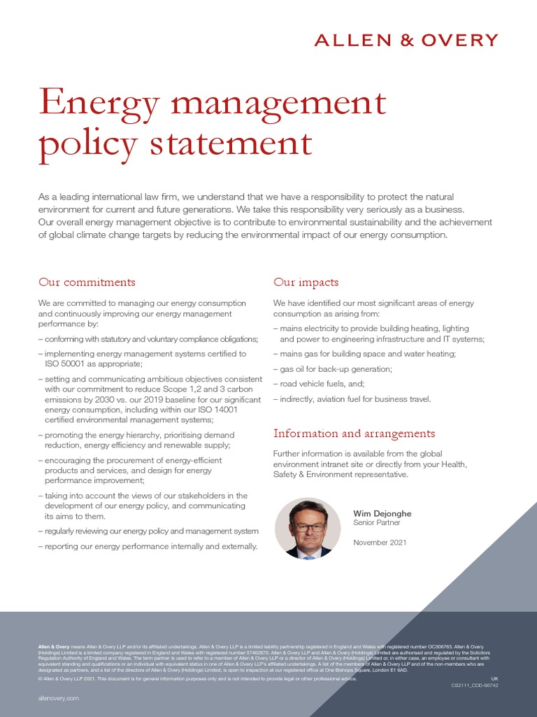 Energy Management Policy Statement | PDF | Efficient Energy Use ...
