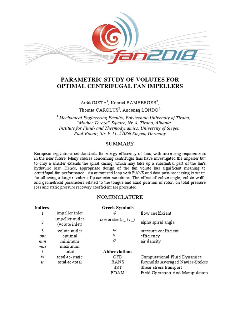 Optimal Design of Centrifugal Fan Volutes | PDF | Computational Fluid ...