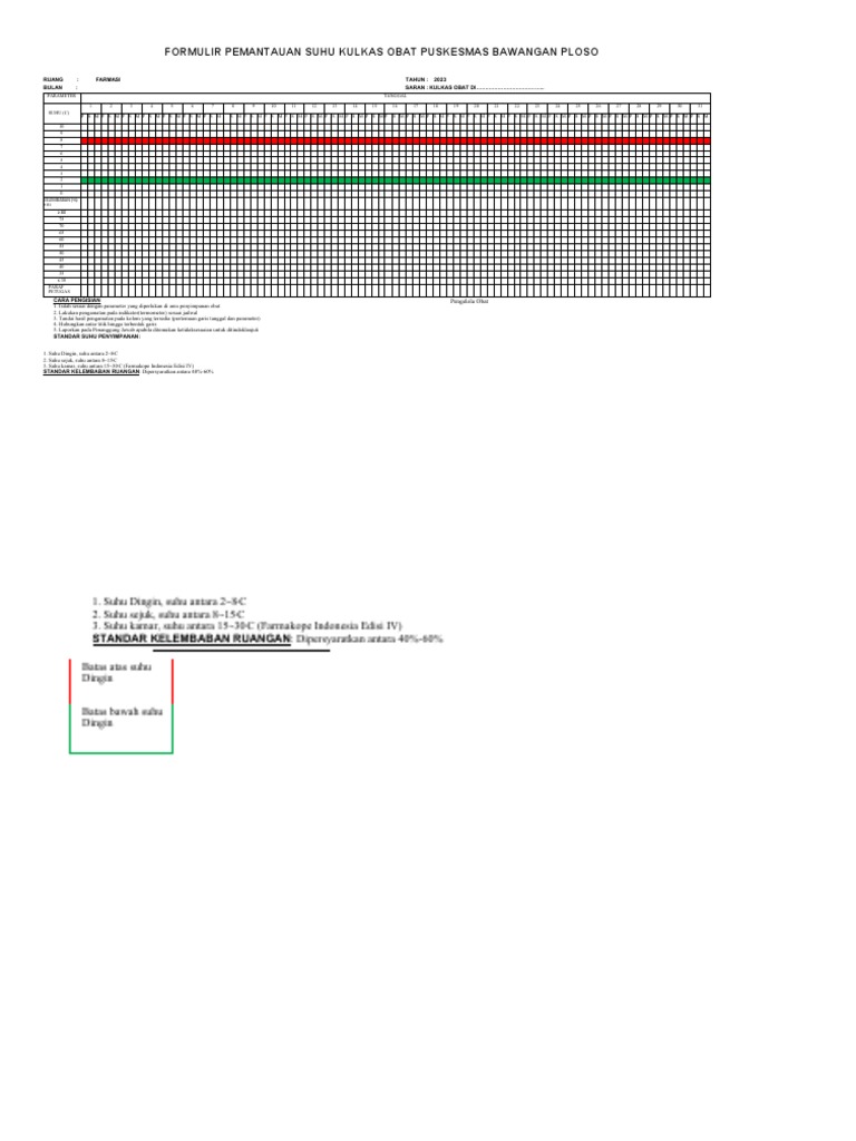 Form Pemantauan Suhu Kulkas | PDF