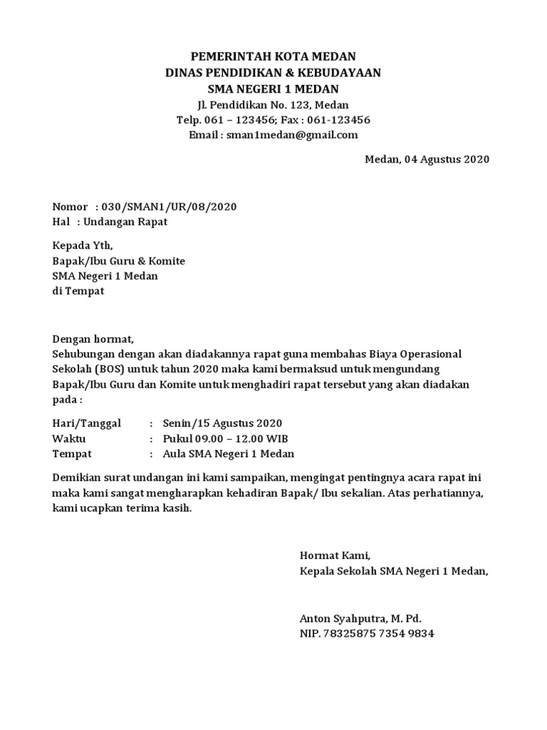 Contoh Surat Undangan Rapat | PDF