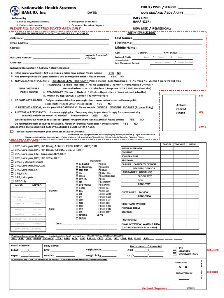 Nhsbi Form PDF Travel Visa Medical Specialties
