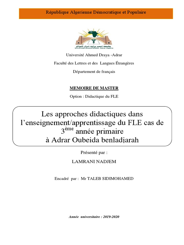 Approches didactiques du FLE en primaire | PDF | Apprentissage ...