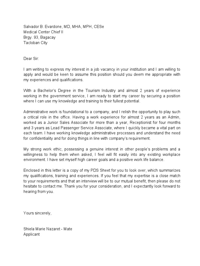 APPLICATION Letter Mate EVRMC | PDF