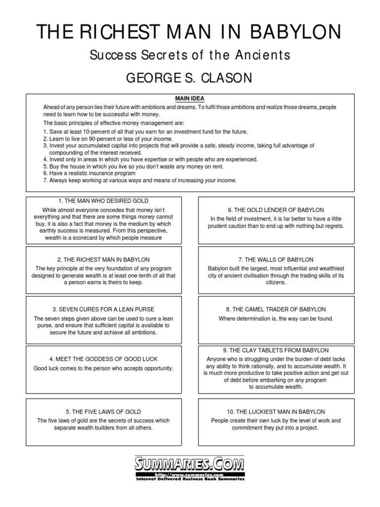 The Richest Man in Babylon PDF Wealth Money