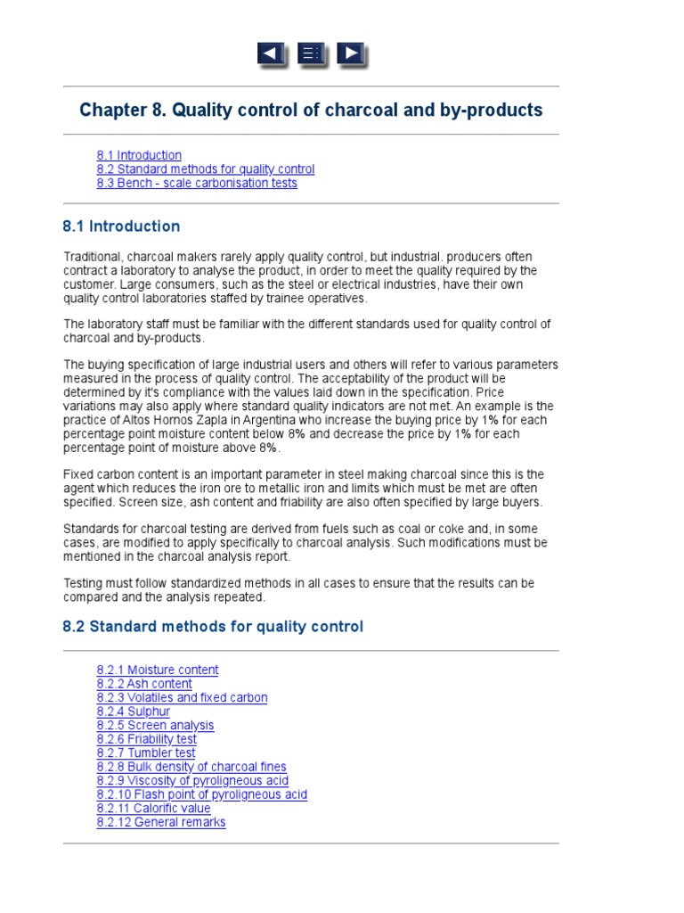 Chapter 8. Quality Control of Charcoal and By-Products | PDF | Charcoal ...