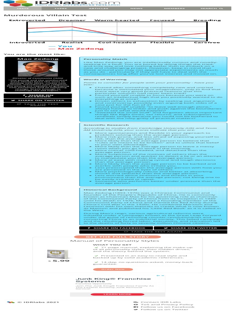 Murderous Villain Test | PDF