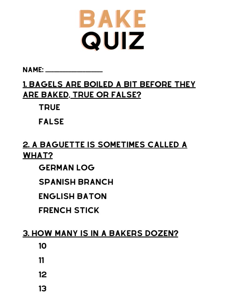 Bake Quiz PDF
