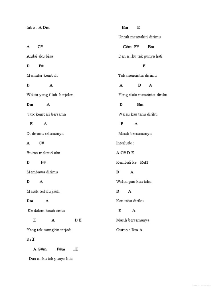 Lirik Lagu "Andai Aku Bisa" | PDF
