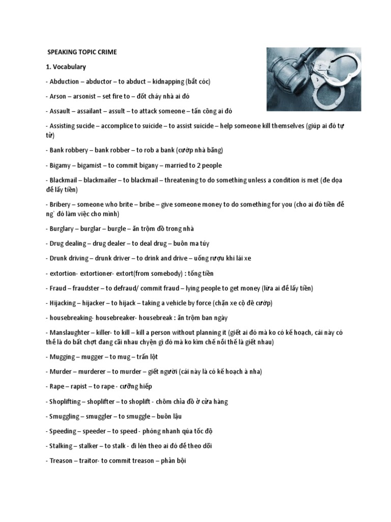 Speaking Topic Crime | PDF