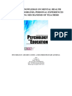 Level of Knowledge On Mental Health Issues and Problems, Personal Experiences and Coping Mechanisms of Teachers