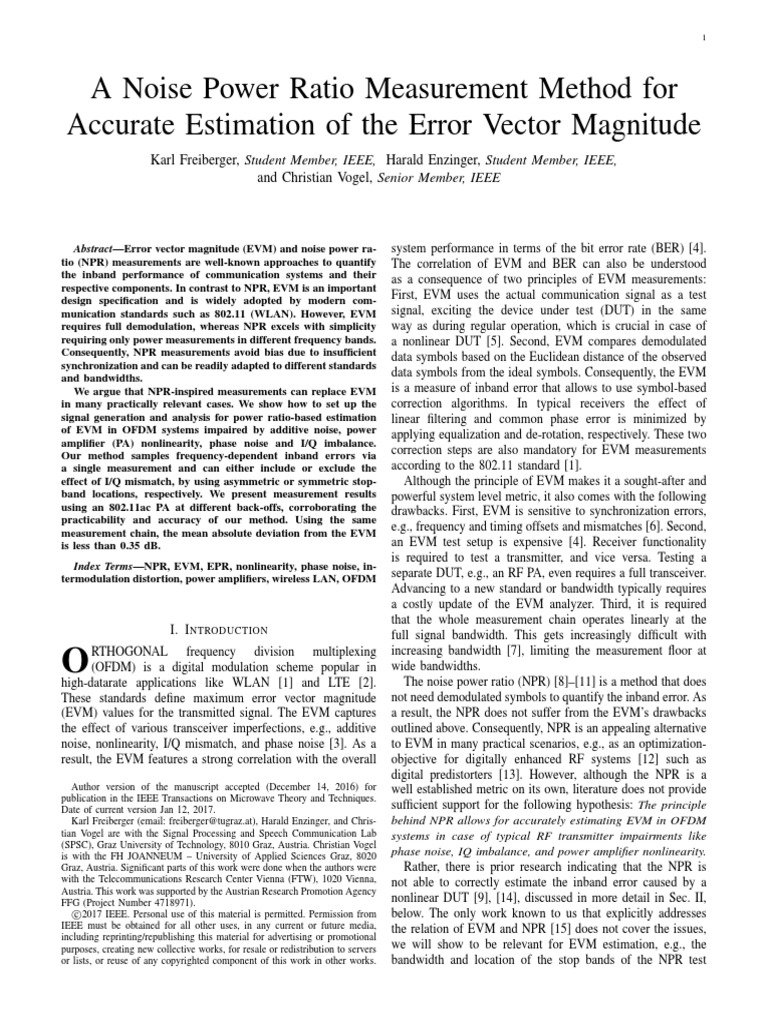 A Noise Power Ratio Measurement Method For The Accurate Estimation of